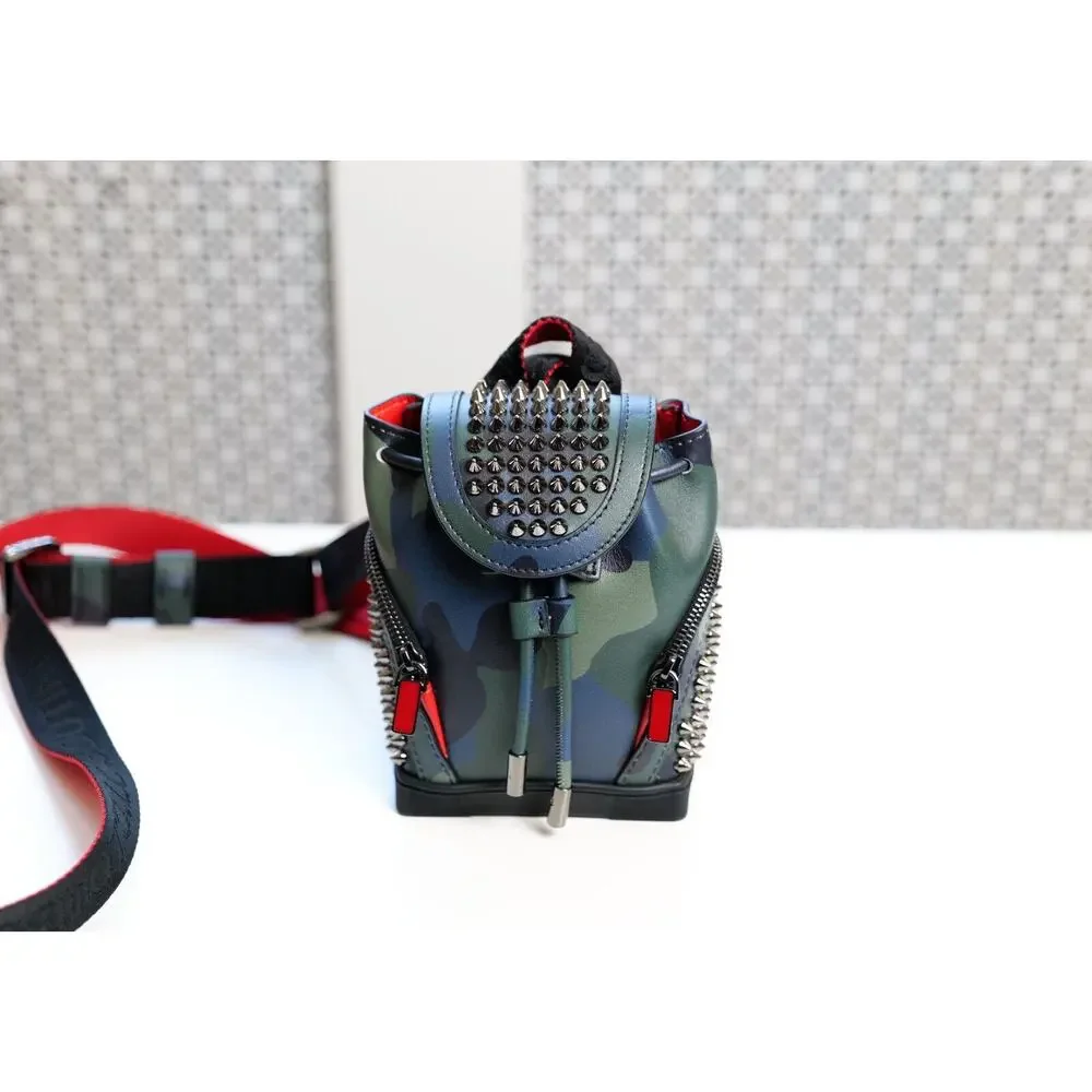 Christian Louboutin Explorafunk Keyring Camouflage Spiked Leather Mini Backpack